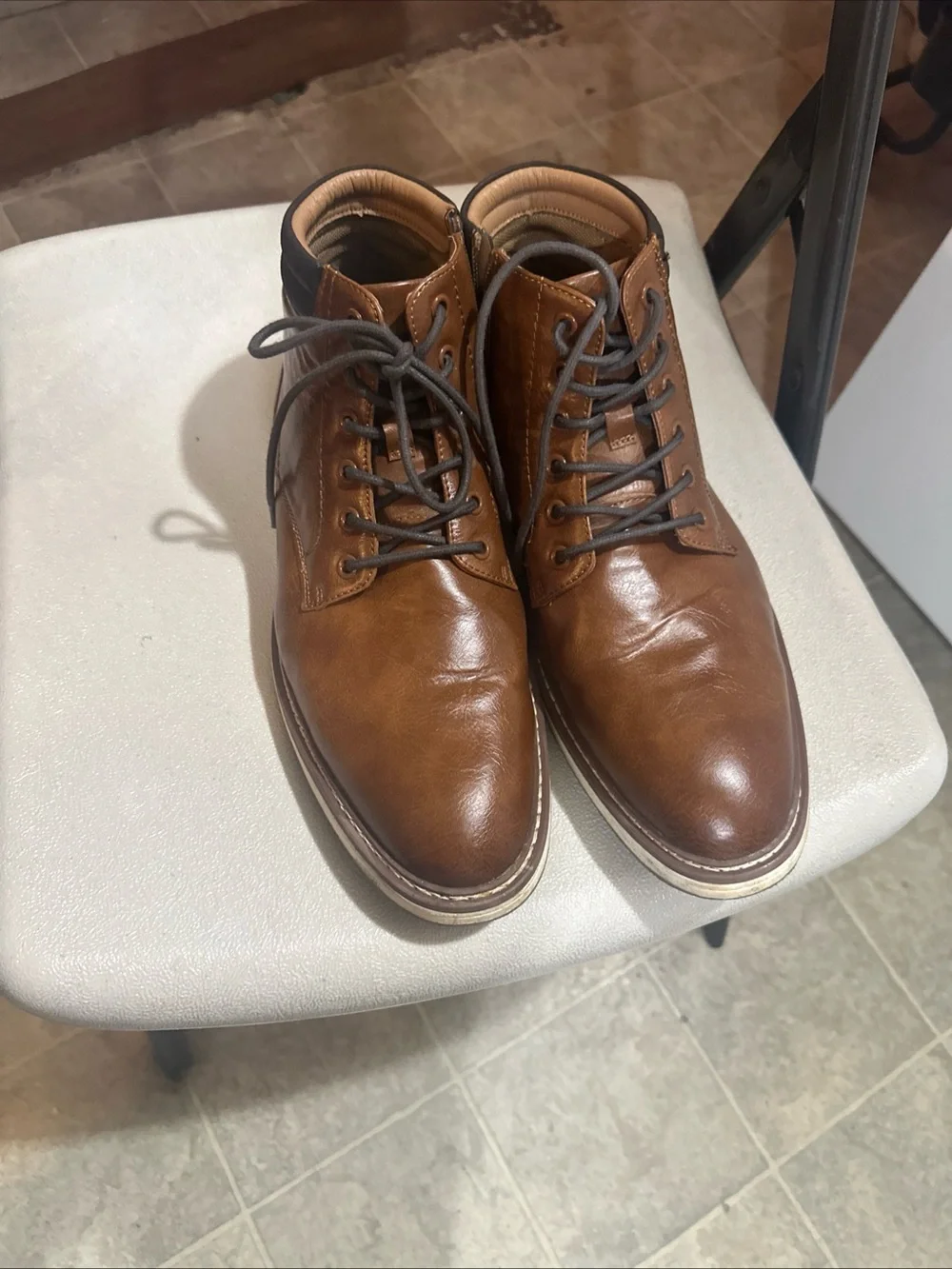 Men's Brown P-JELEN Lace-Up Ankle Boots with Side Zip size 10 Steve Madden